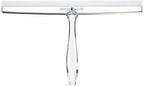 iDesign Zia Metal and Plastic Bathroom Squeegee for Shower, Glass Doors, Floors, Mirrors, with Suction Hook Holder , 12 Inches, Clear and Stainless Steel