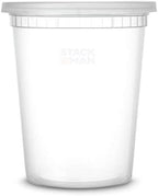 Soup Containers with Lids [48 Sets -32 oz.] Quart Plastic Deli Container - Deli Food Storage Containers with Airtight Lids for Freezer & Restaurant Takeout