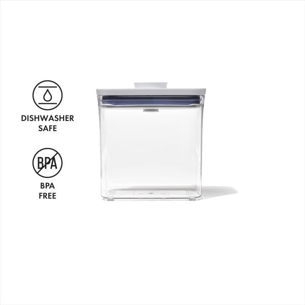 OXO Good Grips POP Container – Airtight 1.7 Qt for Coffee and More Food Storage, Rectangle, Clear