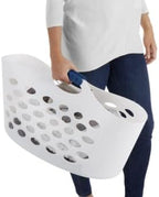 Rubbermaid 1.5 Bushel Capacity Durable Versatile Flex N Carry Portable Flexible Laundry Basket With Convenient Carrying Handles, White, Organization and Storage for Laundry/Garage/Home