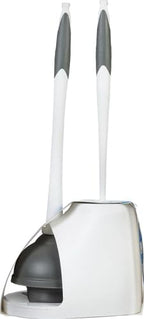 Clorox Toilet Plunger and Bowl Brush Combo with Caddy, 6.75 x 7 x 19.5 in, White/Gray