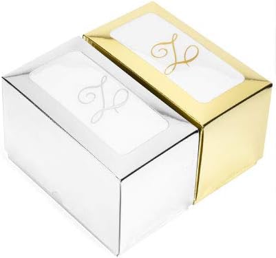 AMERICAN HOMESTEAD Disposable Hand Towels - Silver Foil Monogrammed Guest Napkins - Linen-Like Bathroom Paper Towels for Guests - Perfect Wedding and Party Napkins - 50 Count (Silver F)