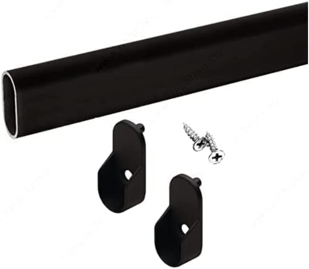 Oval Closet Rod with End Supports (Black, 24" Wide Space)