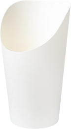 Restaurantware Bio Tek 16 Ounce French Fry Containers 100 Disposable Charcuterie Cups - Incline Design Round White Paper French Fry Cups Stackable For Waffles Chips or Popcorn
