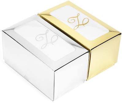 AMERICAN HOMESTEAD Disposable Hand Towels - Gold Foil Monogrammed Guest Napkins - Linen-Like Bathroom Paper Towels for Guests - Perfect Wedding and Party Napkins - 50 Count (Gold C)