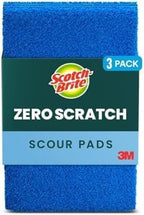 Scotch-Brite Non-Scratch Scour Pads | Zero Scratch | For Nonstick Cookware | Dishwasher Safe | Made with Recycled Plastic | 3 Pads, Pack of 10