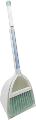 Mini Broom with Dustpan for Kids,Little Housekeeping Helper Set (White+Green)