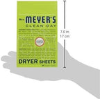 Mrs. Meyer's Dryer Sheets, Fabric Softener, Reduces Static, Infused with Essential Oils, Lemon Verbena, 80 Count