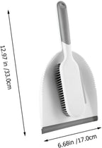Multi-use Cleaning Brush and Broom Dustpan Set, 2pcs Mini Sweeping Tools with Bed and Desktop Brush for Home Dust Removal, White and Grey Handheld Cleaning Accessories
