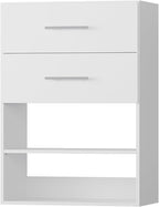 MODCART 2 Drawer Short Tower Closet Unit, Modular Closet System, Wood Closet System Organizer with Storage for Walk In Closets, Clothing Rack Closet for Hanging Clothes, Bedroom, White, 31.5"W