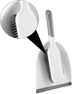 Multi-use Cleaning Brush and Broom Dustpan Set, 2pcs Mini Sweeping Tools with Bed and Desktop Brush for Home Dust Removal, White and Grey Handheld Cleaning Accessories