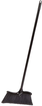 Restaurantware RW Clean 12 x 2 x 39 Inch Angle Broom 1 With Clip Back Sweeping Broom - Dustpan Sold Separately Flagged Bristles Black Plastic Restaurant Broom Lightweight Heavy-Duty