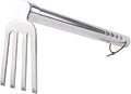 Stainless Steel Garden Cultivator Metal Hand Weather Resistant Hand Tool 15-Inch Lightweight 4 prongs Rake for Weeding Seeding Turning Soil