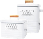 KOANEssentials Farmhouse Metal Laundry Pods Container with Dryer Sheet Holder for Laundry Room Organization and Storage, Farmhouse Decor, Eco Frendly,Holds 200 Laundry Pods and 300 Dryer Sheets