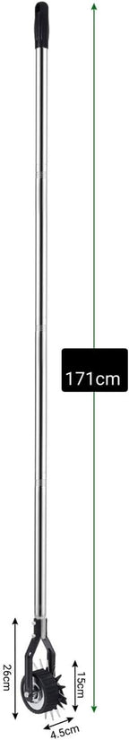 Wheeled Lawn Edger, Hand Garden Edger with Stainless Steel Handle, 26x4.5x15cm, Paint Coated Serrated Blade, for Overgrown Weeds (4 Sections)