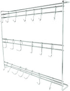Wall Mounted Stainless Steel Wire Kitchen Utensil Rack 18"X24" with 20 Hook Hanger, Commercial Kitchen Organizing Shelving Storage for Pots, Pans, Cookware in Restaurant
