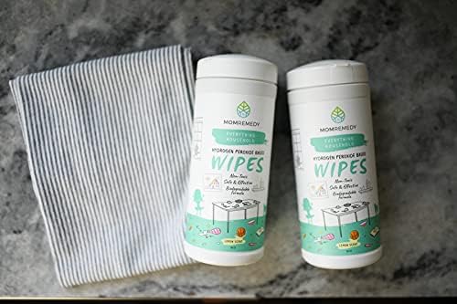 MOMREMEDY Hydrogen Peroxide Cleaning Wipes | All Purpose Cleaner and Stain Remover | Multipurpose for Home, Kitchen, Bathroom, All Surfaces | Non-Toxic