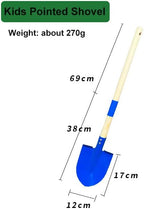 Small Garden Shovel-Kid's Size Wooden Handle Metal Head Shovel (Blue)