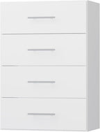 MODCART 4 Drawer Short Tower Closet Unit, Modular Closet System, Wood Closet System Organizer with Storage for Walk In Closets, Clothing Rack Closet for Hanging Clothes, Bedroom, White, 31.5"W