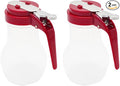 2 Pack Syrup Dispenser 10oz 200ml Polyethylene Plastic Bottle with Red ABS Top No-Drip Pourers for Maple Syrup, Honey, Pancake Syrup, Sauces, Salad Dressings