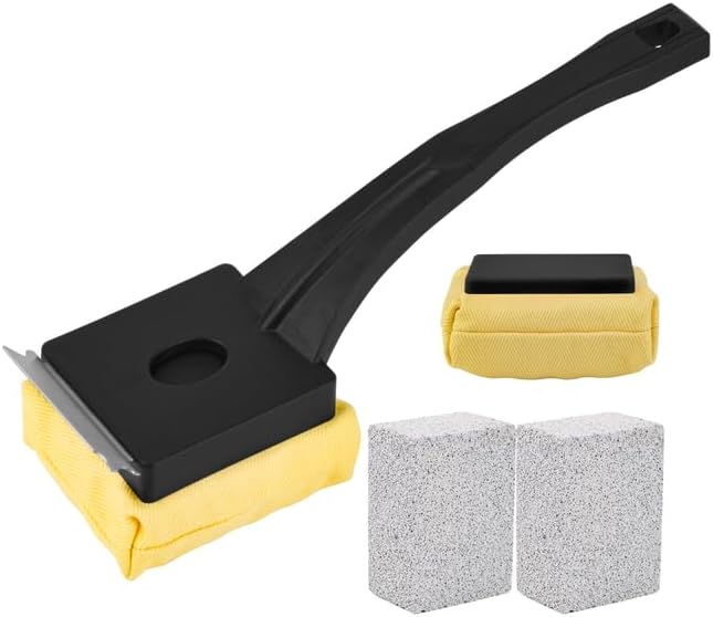 Grill Brush Bristle-Free – Steam Cleaning & Pumice BBQ Grill Cleaner with Replaceable Head – Includes 2 Cleaning Stones + 1 Extra Brush Head – Heavy-Duty Barbecue Scraper