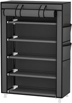 Calmootey 5 Tier Shoe Rack Organizer,Portable Shoe Shelf with Nonwoven Fabric Cover for Closet Hallway,Bedroom,Entryway,Grey