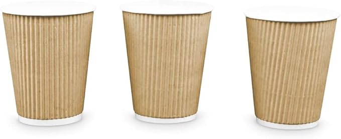 Ripple Paper Cups 12 oz 200 Pack for Coffee & Tea Made in USA | Bulk 200 Count for Home, Office, Restaurants & Coffee Shops | Recyclable, Insulated, & Disposable 12 Ounce To-Go Cups for Hot Beverages