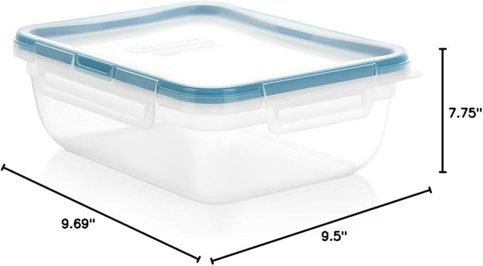 Snapware Plastic Total Solution 3-Pack (8.5-Cup) Food Storage Containers Set, Leakproof & Airtight Plastic Locking Lids Rectangular Containers, BPA-Free Lids, Microwave Dishwasher Freezer Safe