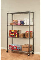 Alera Complete Wire Shelving Unit w/Caster, 48" x 18" x 72", Black Anthracite