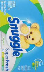 Snuggle Plus SuperFresh Fabric Softener Dryer Sheets with Static Control and Odor Eliminating Technology, Original, 200 Count (Pack of 2)