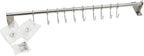 Kitchen Sliding Hooks, Stainless Steel Hanging Rack Rail Organize Kitchen Utensil Removable S Hook for Towel, Spoon, Coats, Bathrobe, BBQ,Wall Mounted Hanger (10 Hooks 23.6In)
