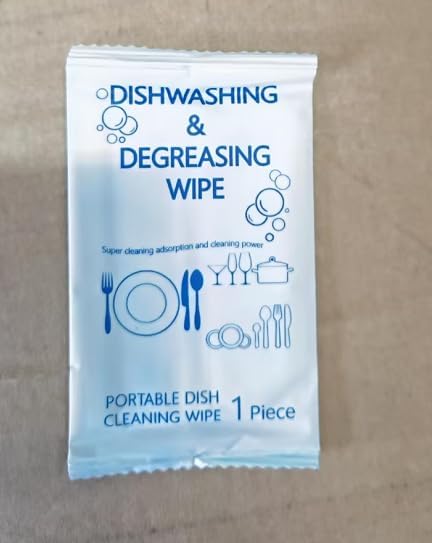 Tondiamo 300 Pcs Travel Dish Soap Wipes Individually Wrapped Dish Cleaning Wipes Disposable Portable Cleaner with Lemon Scent for Camping Kitchen Outdoor Traveling Quick Clean