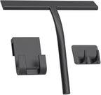 All -Purpose Silicone Shower Squeegee for Shower Glass Door with Hook, Bathroom Accessories for Window Mirror Tile Car Shower Walls,Household Shower Cleaner Tool (Black, 9 inch(2hooks)