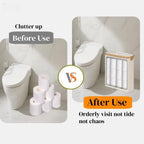 Toilet Paper Storage Basket with Lid, Large Capacity for 12 Rolls, Stackable and Foldable Freestanding Paper Towel Holder - Space Saving Modern Beige Design