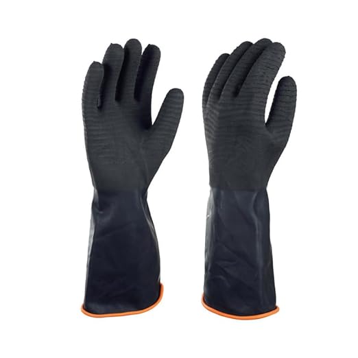 North Tower Chemical Resistant Gloves Rubber Heavy Duty Glove Work With Waterproof Gloves For Mens （14in,1 pair）