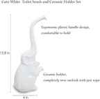 Toilet Brush and Holder Set,Modern Ceramic Toilet Bowl Brush Holder,Cute Bathroom Decor, Non-Scratch Bristles, Space-Saving White Household Cleaning Tool for Bathtub