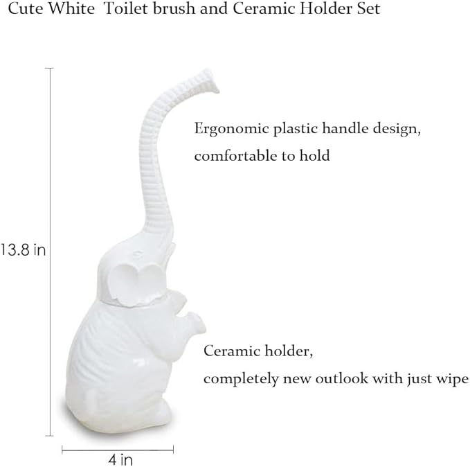 Toilet Brush and Holder Set,Modern Ceramic Toilet Bowl Brush Holder,Cute Bathroom Decor, Non-Scratch Bristles, Space-Saving White Household Cleaning Tool for Bathtub