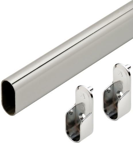 Chrome Oval Closet Rod with End Supports (Chrome, 18" Wide Space)