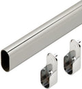 Chrome Oval Closet Rod with End Supports (Chrome, 48" Wide Space)