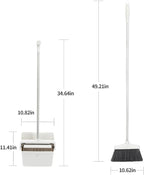 CQT Broom and Dustpan Set with Handle, Brush and Dustpan Set for Home Kitchen Cleaner Floor Sweeping Upright Stand Up Dust pan Cleans Combo (White)