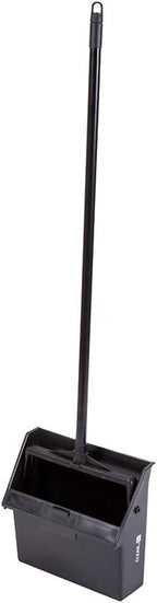 Restaurantware RW Clean 11.8 x 11 x 34 Inch Stand Up Dustpan 1 With Handle Lobby Dustpan - Broom Sold Separately With Broom Clip Black Plastic Long Handle Dust Pan Lightweight Heavy-Duty