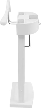 Valet Stand for Man and Women, Wood Suit Rack Suit Valet Stand with Top Tray, Storage Drawer, Bottom Shoe Rack, Freestanding Clothes Rack for Living Room, Bedroom, Office, Black (White2)