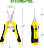 iPower 6.5 Inch Garden Hand Pruner Shears with Straight Stainless Steel Scissors, for Hydroponic Trimming Herb/Flowers/Vegetables/Plants, Yellow, 3-Pack