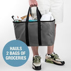 CleverMade EcoBasket 30L Collapsible Tote Basket 3 Pack – Reusable Grocery Tote That Stands Upright, Foldable Shopping Basket for Car Trunk Storage, Heavy Duty Utility Bag, 30 lb Capacity - Black