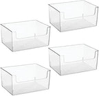 mDesign 4 Pack Clear Plastic Modern Open Front Dip Storage Organizer Bin Basket - 12x12x45 inches, 25.66L Capacity - Household Organization - Shelves, Cubby, Cabinet, Closet - Ligne Collection
