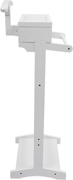 Clothing Rack, Wood Suit Clothes Stand with Drawer, Practical Freestanding Clothes Stand with Top Tray for Men, Women, Organizes Ties, Belts, Shoes, 22Ibs Capacity, Modern White