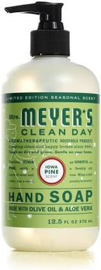 Mrs. MEYER'S Clean Day Iowa Pine Scent Variety Pack, Hand Soap 12.5 OZ, Dish Soap 16 OZ, Multi-Surface Cleaner 16 OZ, Room Freshener 8 OZ, Liquid Hand Soap Refill 33 OZ, 1 CT