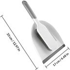 Multi-use Cleaning Brush and Broom Dustpan Set, 2pcs Mini Sweeping Tools with Bed and Desktop Brush for Home Dust Removal, White and Grey Handheld Cleaning Accessories