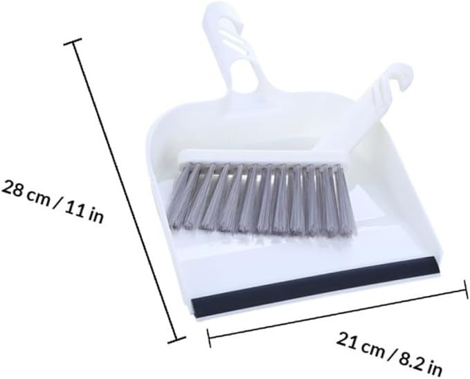 HOMSFOU Mini Broom and Dustpan Set 2pcs White, Household Desktop Cleaning Tools for Kitchen Table, Compact Handheld Sweeping Accessories for Home and Office Use