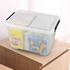 Asking 30 L Plastic Storage Box with Lid, 4-Pack Wheeled Clear Plastic Boxes